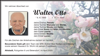 Anzeige von Walter Otto von MGO