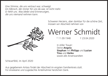 Anzeige von Werner Schmidt von MGO