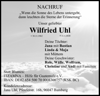 Anzeige von Wilfried Uhl von MGO