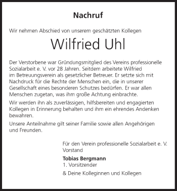 Anzeige von Wilfried Uhl von MGO