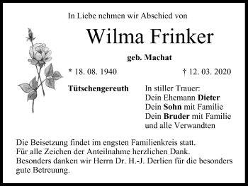Anzeige von Wilma Frinker von MGO