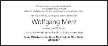 Anzeige von Wolfgang Merz von MGO