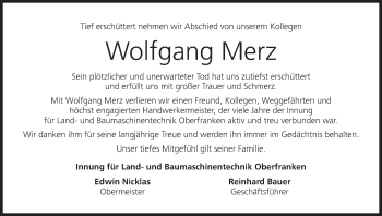 Anzeige von Wolfgang Merz von MGO