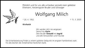 Anzeige von Wolfgang Milich von MGO