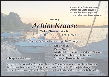 Anzeige von Achim Krause von MGO