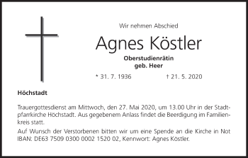 Anzeige von Agnes Köstler von MGO