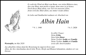 Anzeige von Albin Hain von MGO