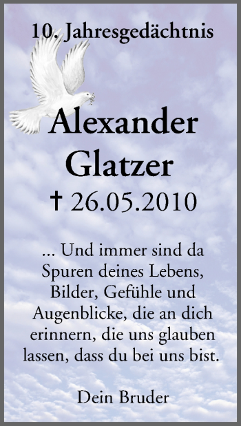 Anzeige von Alexander Glatzer von MGO