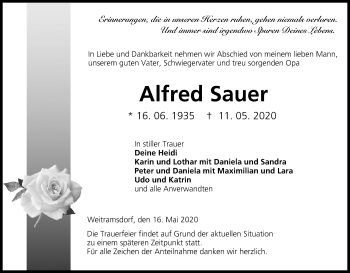 Anzeige von Alfred Sauer von MGO