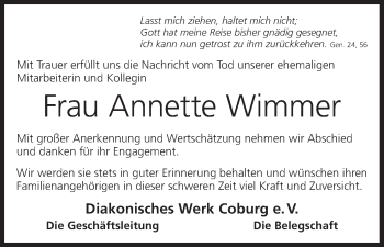 Anzeige von Annette Wimmer von MGO