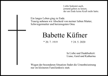 Anzeige von Babette Küfner von MGO