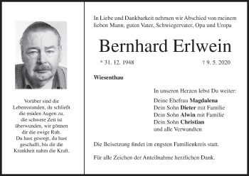 Anzeige von Bernhard Erlwein von MGO