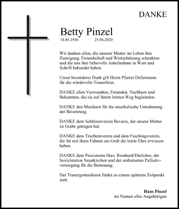 Anzeige von Betty Pinzel von MGO