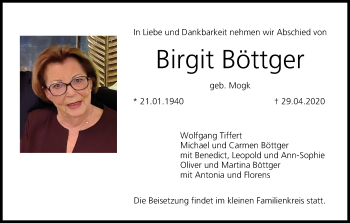 Anzeige von Birgit Böttger von MGO
