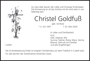 Anzeige von Christel Goldfuß von MGO