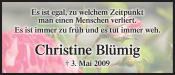 Anzeige von Christine Blümig von MGO