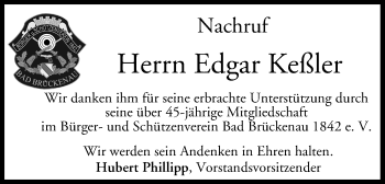 Anzeige von Edgar Keßler von MGO