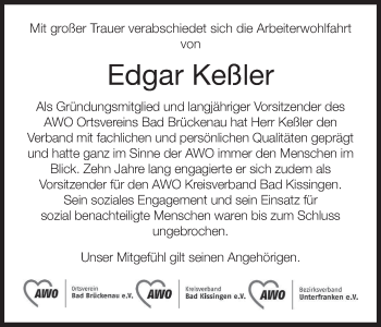 Anzeige von Edgar Keßler von MGO