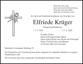 Anzeige von Elfriede Krüger von MGO