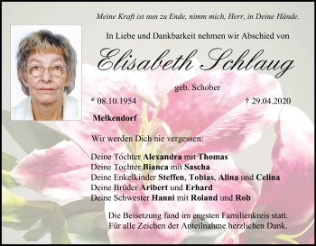 Anzeige von Elisabeth Schlaug von MGO