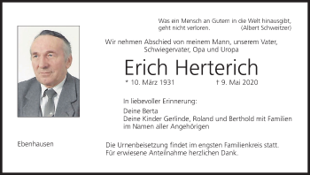 Anzeige von Erich Herterich von MGO