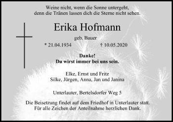 Anzeige von Erika Hofmann von MGO