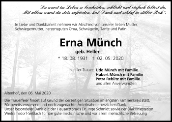 Anzeige von Erna Münch von MGO