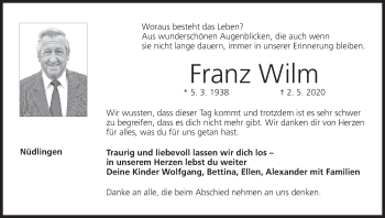Anzeige von Franz Wilm von MGO