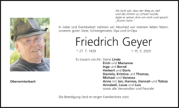 Anzeige von Friedrich Geyer von MGO