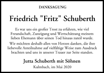 Anzeige von Friedrich Schuberth von MGO