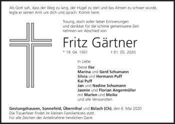 Anzeige von Fritz Gärtner von MGO