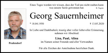 Anzeige von Georg Sauernheimer von MGO