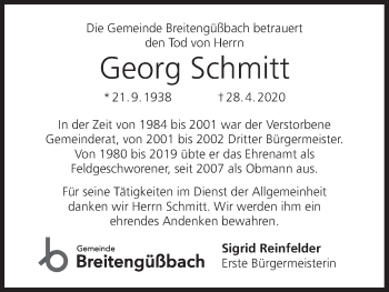 Anzeige von Georg Schmitt von MGO