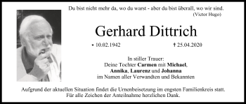 Anzeige von Gerhard Dittrich von MGO