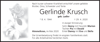 Anzeige von Gerlinde Krusch von MGO