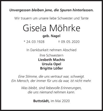 Anzeige von Gisela Möhrke von MGO