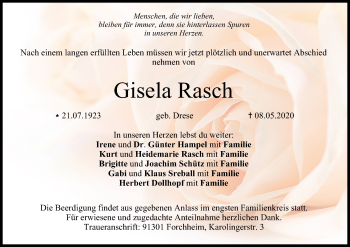 Anzeige von Gisela Rasch von MGO