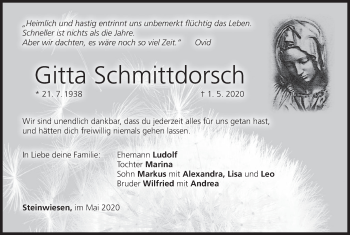 Anzeige von Gitta Schmittdorsch von MGO