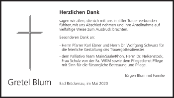 Anzeige von Gretel Blum von MGO