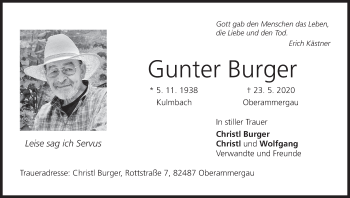 Anzeige von Gunter Burger von MGO
