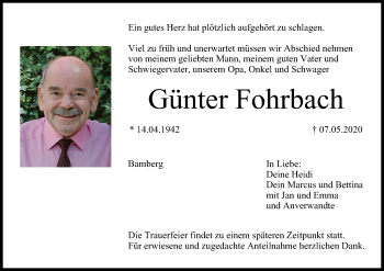 Anzeige von Günter Fohrbach von MGO