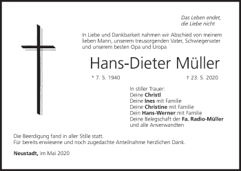 Anzeige von Hans-Dieter Müller von MGO