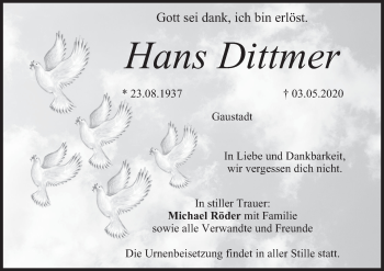 Anzeige von Hans Dittmer von MGO