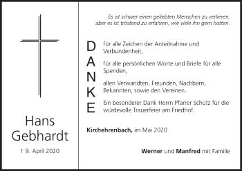 Anzeige von Hans Gebhardt von MGO