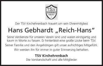 Anzeige von Hans Gebhardt von MGO