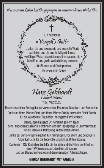 Anzeige von Hans Gebhardt von MGO