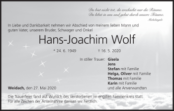 Anzeige von Hans-Joachim Wolf von MGO