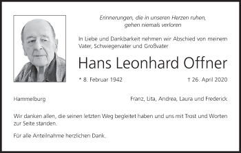 Anzeige von Hans Leonhard Offner von MGO