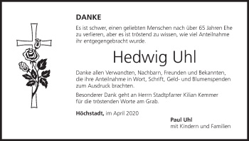 Anzeige von Hedwig Uhl von MGO