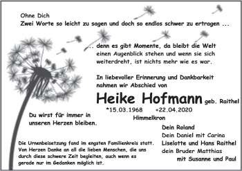 Anzeige von Heike Hofmann von MGO